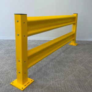 Double height heavy-duty warehouse guardrail starter kit