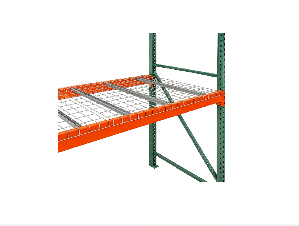 Pallet rack wire decking with waterfall edges